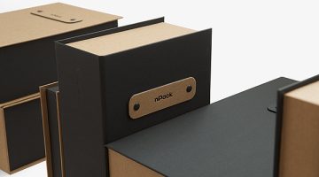 Book Style Rigid Product Box with magnets Black paper and SH Recycling brown thumbnail